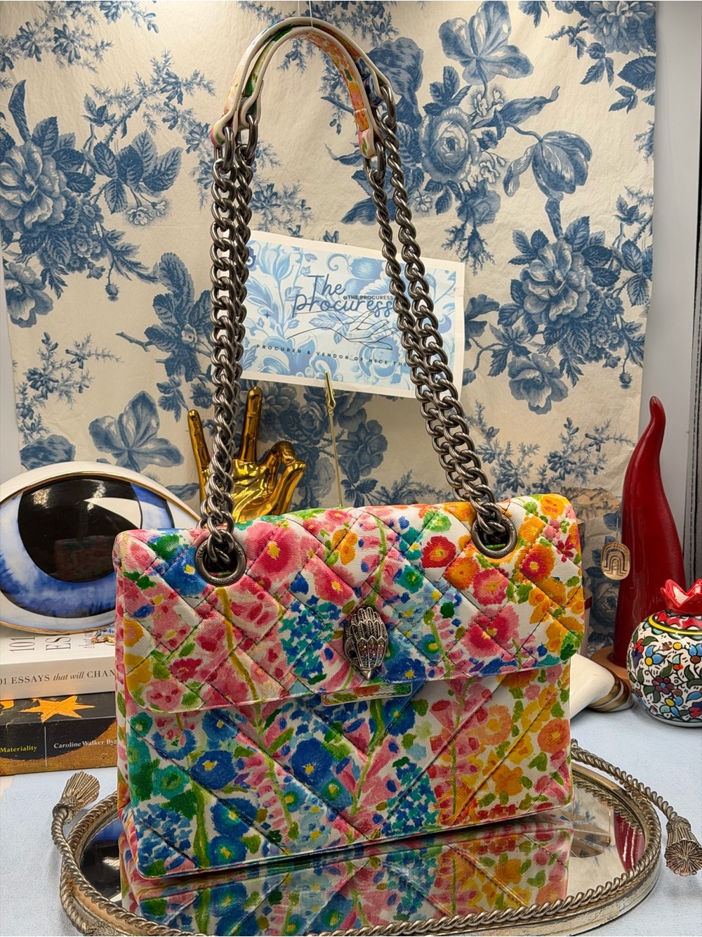 🆕 KURT GEIGER LONDON 🧿 NWOT Floral Couture Kensington Bag, Bright Floral Print - Picture 2 of 16